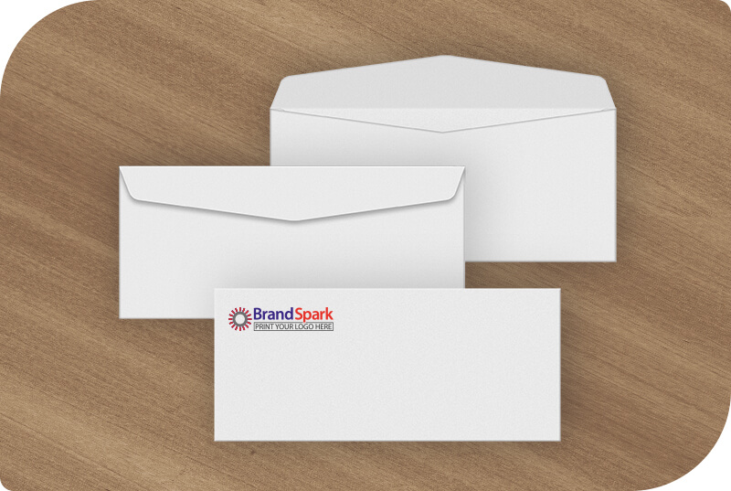Some Stationery Envelopes on a desk showing different sides and logo printing